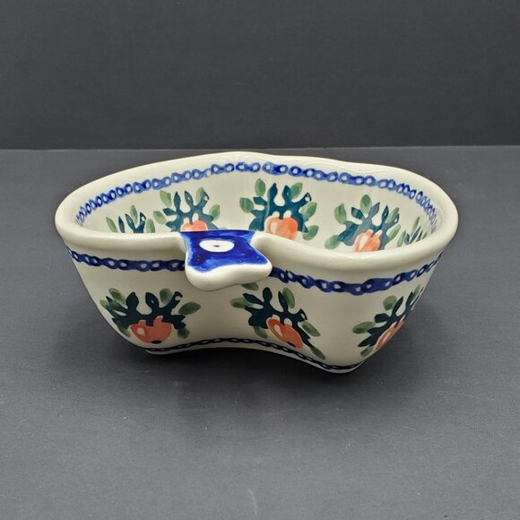 Polish Pottery Manufaktura Apple Dot Bowl Apple Shaped Trinket Dish - Picture 5 of 9